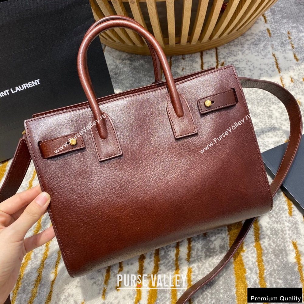 Saint Laurent Classic Baby Sac De Jour Bag in Grained Leather 477477 Dark Brown (jun-20102413)