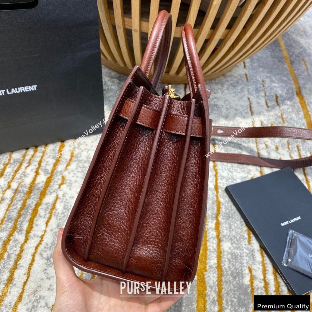 Saint Laurent Classic Baby Sac De Jour Bag in Grained Leather 477477 Dark Brown (jun-20102413)