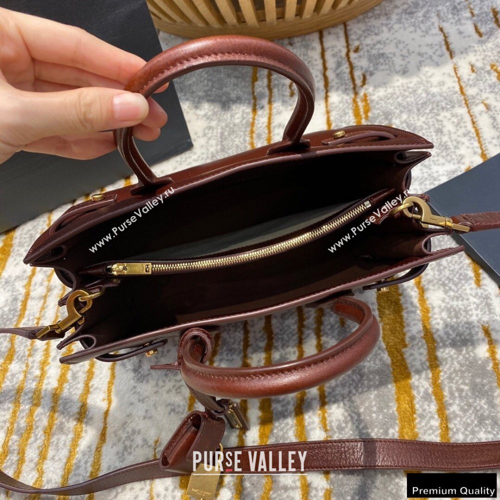 Saint Laurent Classic Baby Sac De Jour Bag in Grained Leather 477477 Dark Brown (jun-20102413)