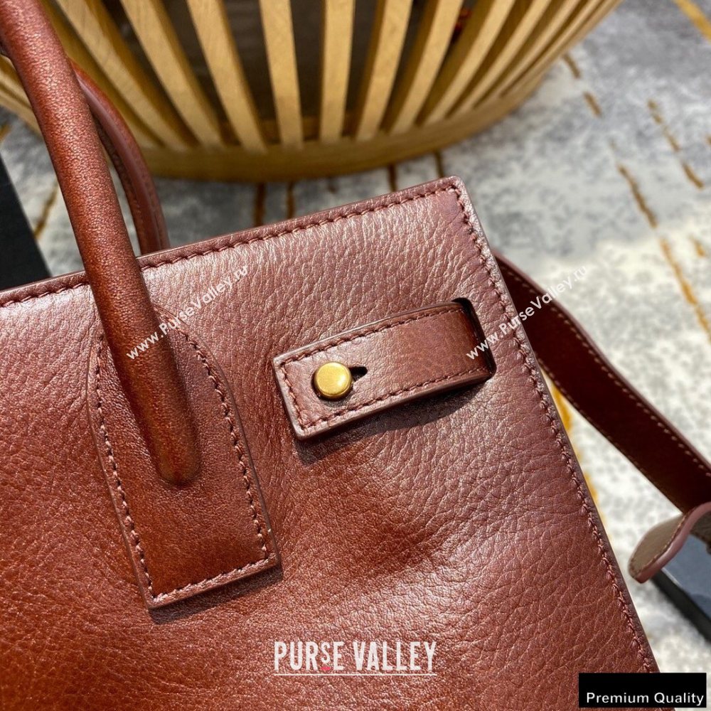 Saint Laurent Classic Baby Sac De Jour Bag in Grained Leather 477477 Dark Brown (jun-20102413)