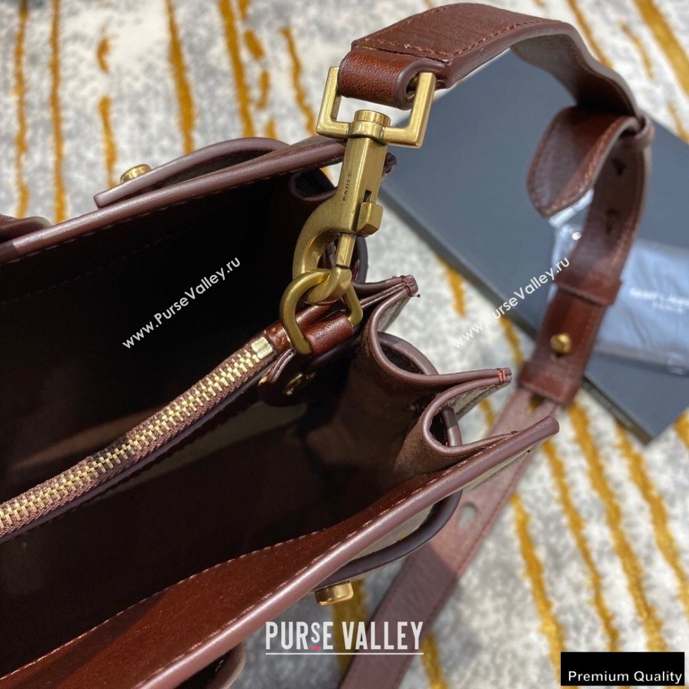 Saint Laurent Classic Baby Sac De Jour Bag in Grained Leather 477477 Dark Brown (jun-20102413)