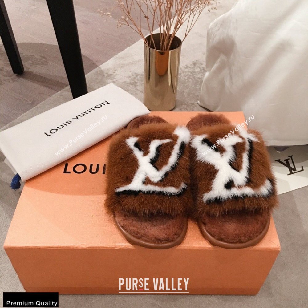 Louis Vuitton Mink Fur Homey Flat Mules Brown 2020 (kaola-20102804)