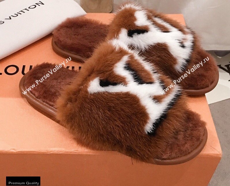 Louis Vuitton Mink Fur Homey Flat Mules Brown 2020 (kaola-20102804)