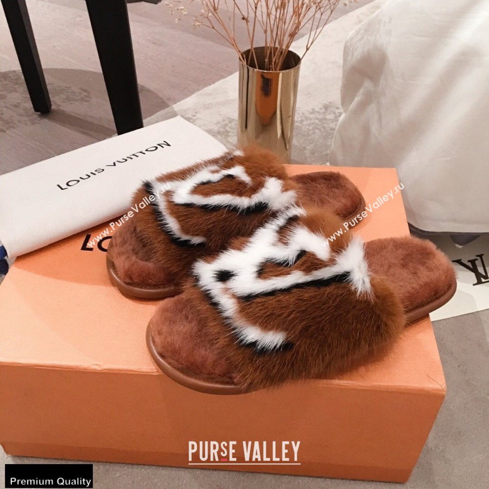 Louis Vuitton Mink Fur Homey Flat Mules Brown 2020 (kaola-20102804)