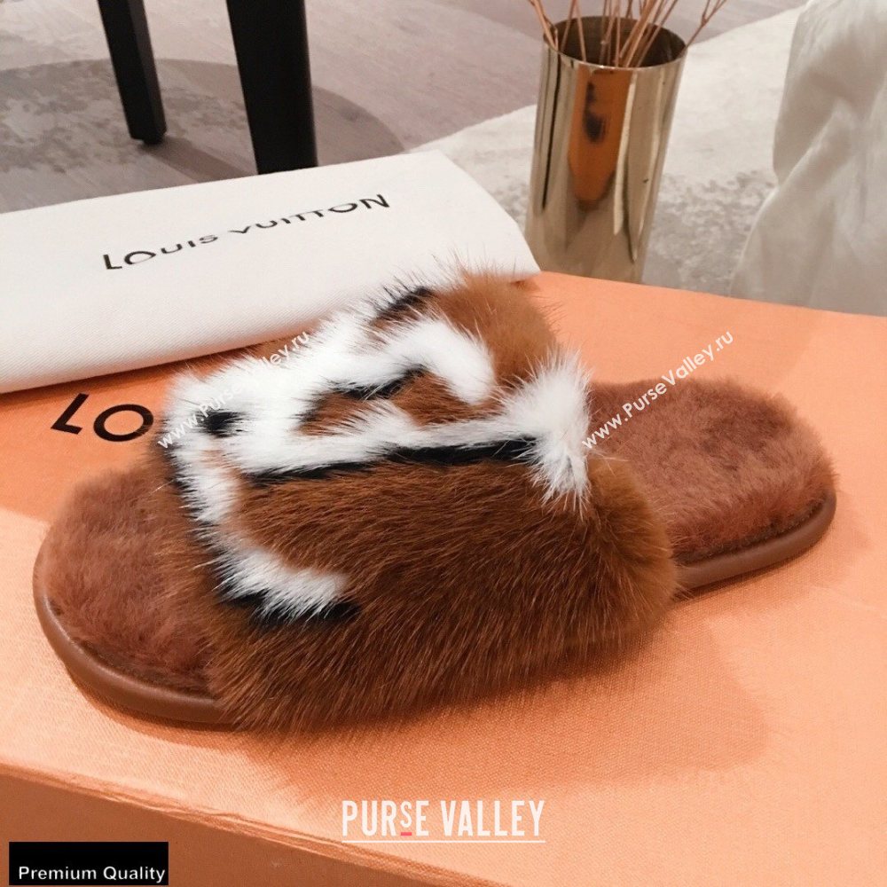 Louis Vuitton Mink Fur Homey Flat Mules Brown 2020 (kaola-20102804)