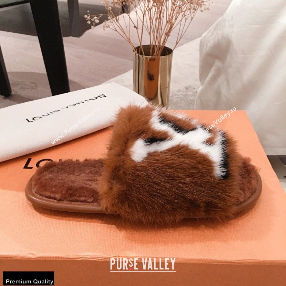 Louis Vuitton Mink Fur Homey Flat Mules Brown 2020 (kaola-20102804)