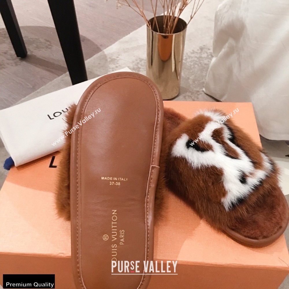 Louis Vuitton Mink Fur Homey Flat Mules Brown 2020 (kaola-20102804)