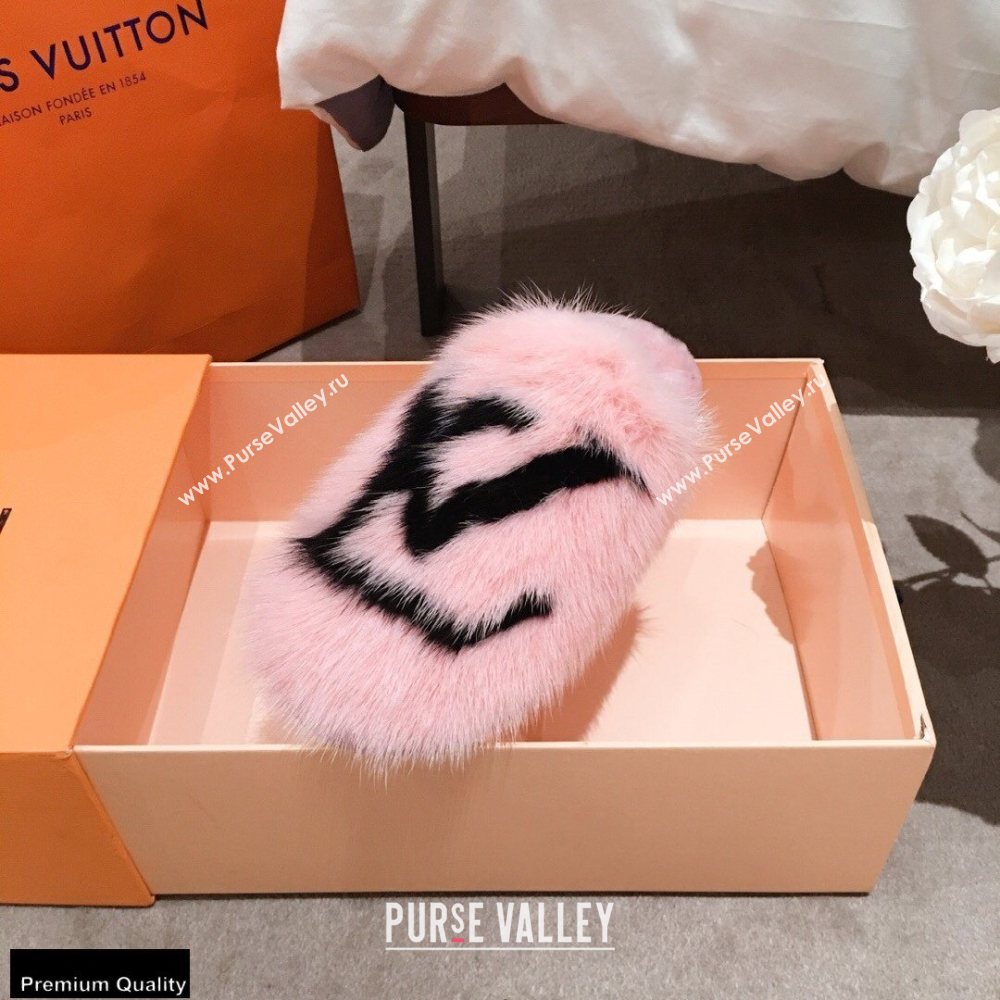 Louis Vuitton Mink Fur LV Suite Flat Mules Pink 2020 (kaola-20102807)