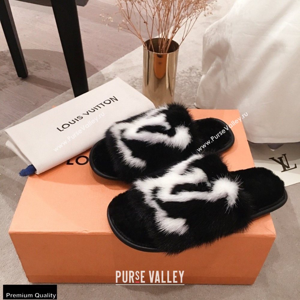 Louis Vuitton Mink Fur Homey Flat Mules Black 2020 (kaola-20102801)