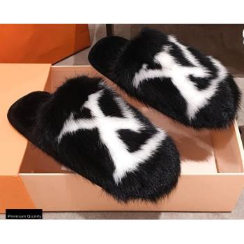 Louis Vuitton Mink Fur LV Suite Flat Mules Black 2020 (kaola-20102805)