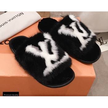 Louis Vuitton Mink Fur Homey Flat Mules Black 2020 (kaola-20102801)