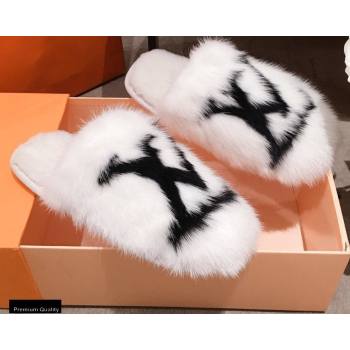 Louis Vuitton Mink Fur LV Suite Flat Mules White 2020 (kaola-20102806)