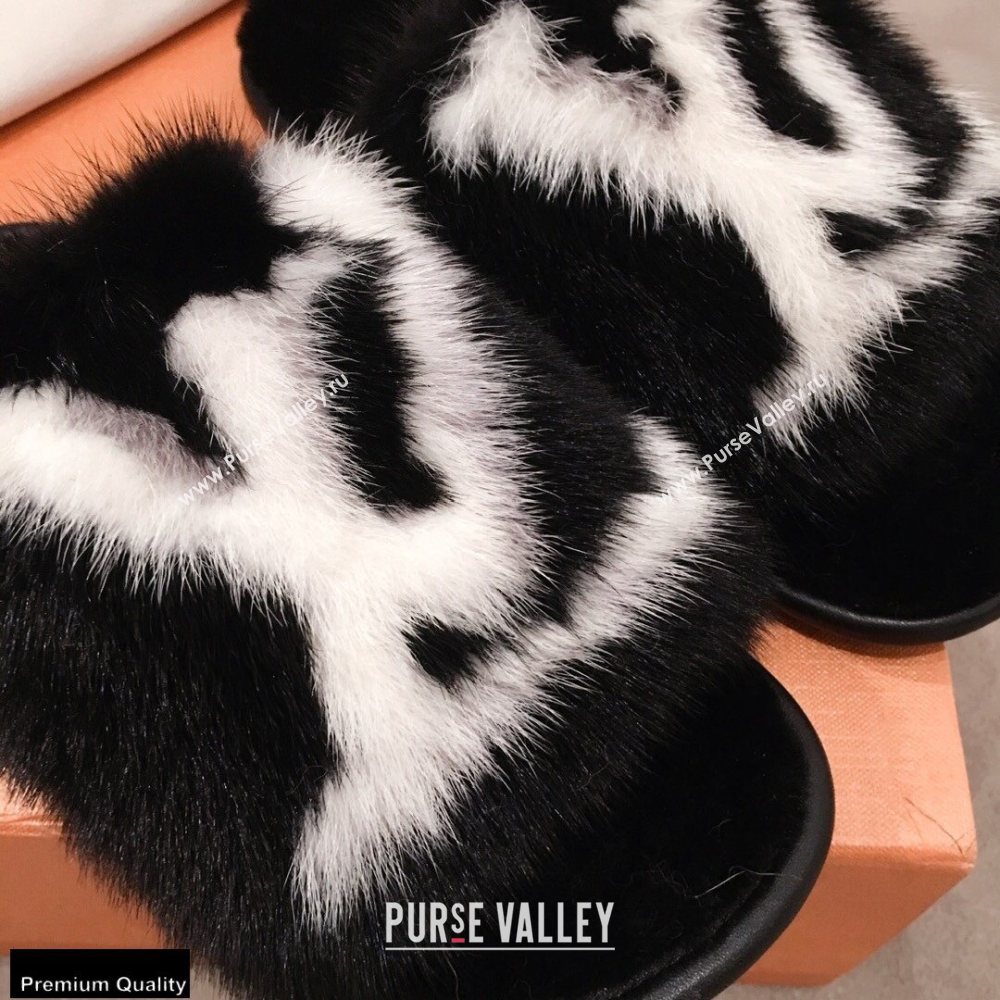 Louis Vuitton Mink Fur Homey Flat Mules Black 2020 (kaola-20102801)