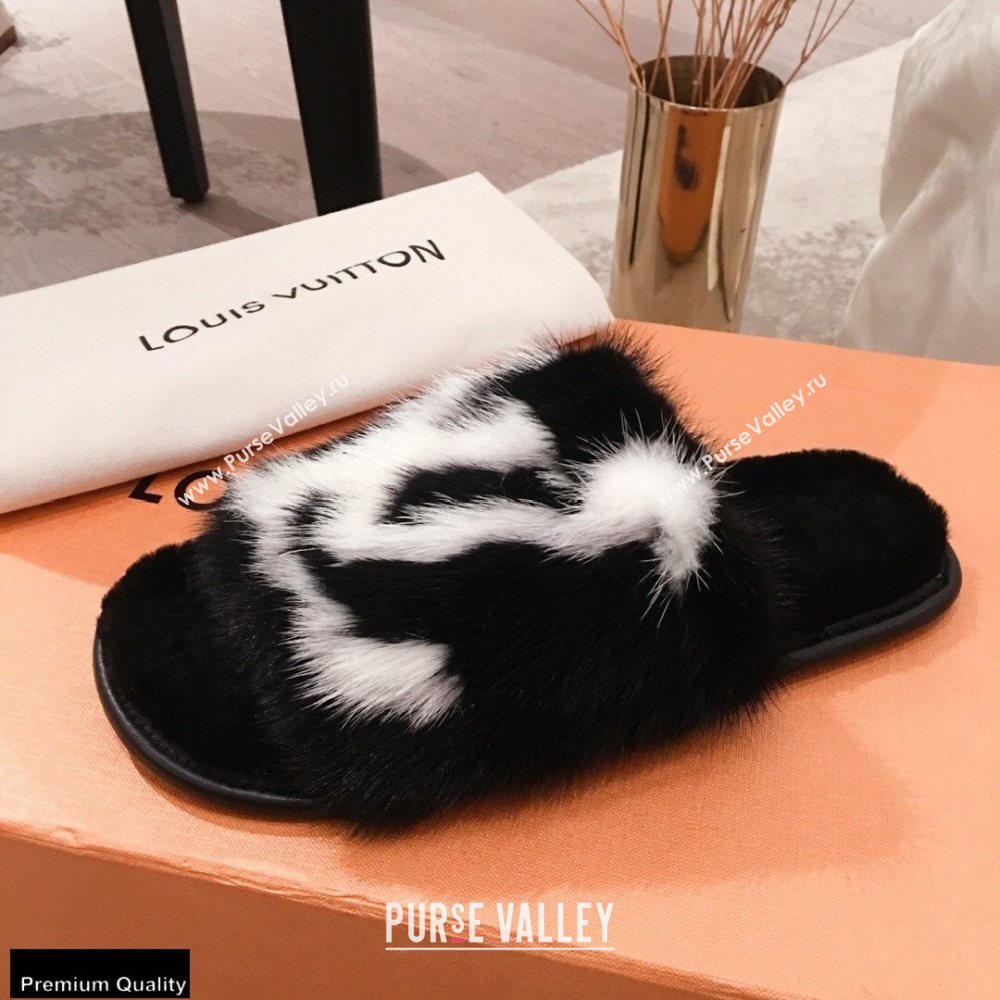 Louis Vuitton Mink Fur Homey Flat Mules Black 2020 (kaola-20102801)