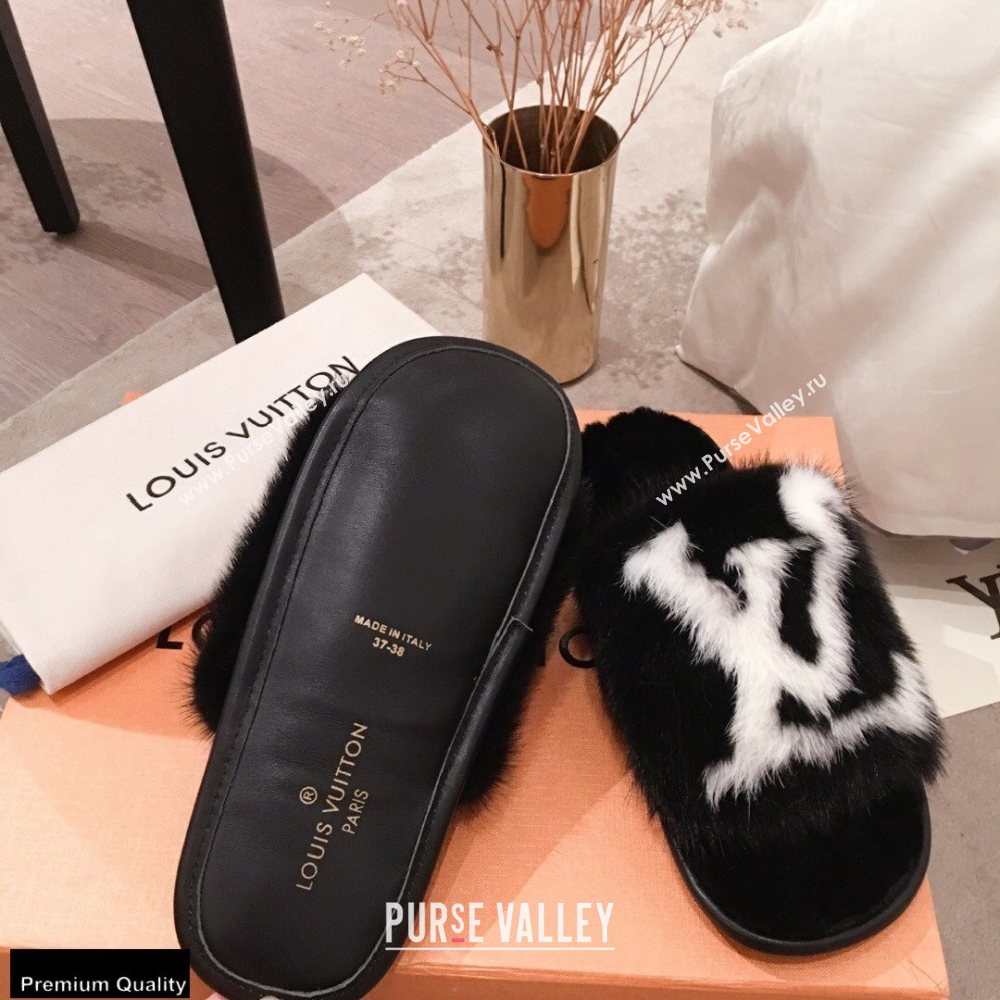 Louis Vuitton Mink Fur Homey Flat Mules Black 2020 (kaola-20102801)