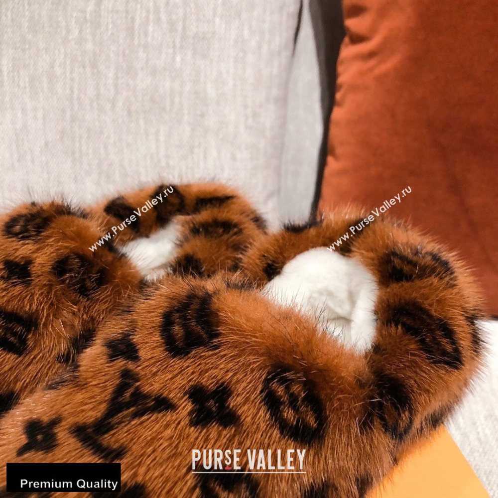 Louis Vuitton Monogram Mink Fur Dreamy Flat Loafers Brown 2020 (kaola-20102812)