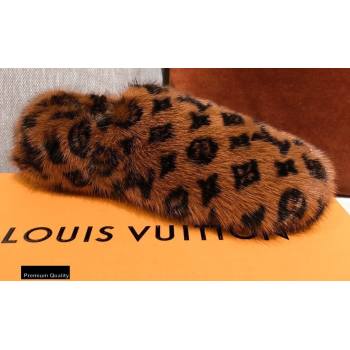 Louis Vuitton Monogram Mink Fur Dreamy Flat Loafers Brown 2020 (kaola-20102812)