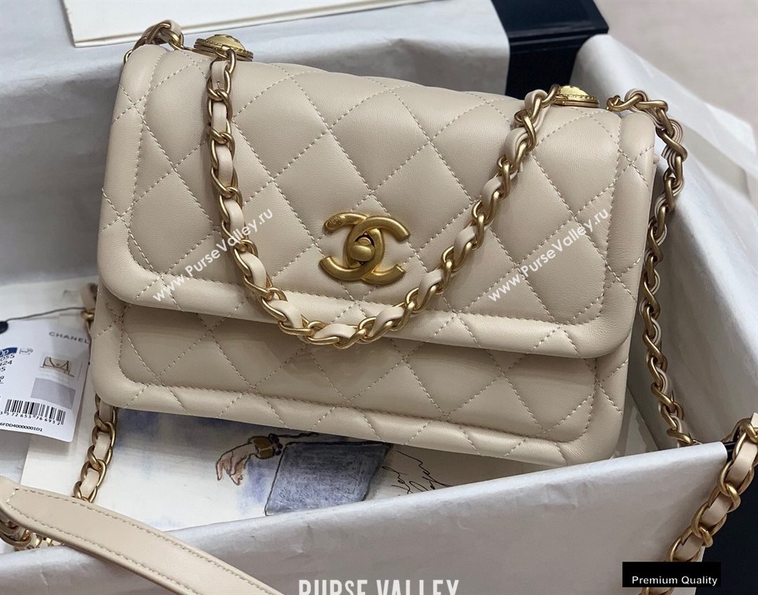 Chanel Lambskin Vintage Medium Flap Bag Off White 2020 (jiyuan-20102920)