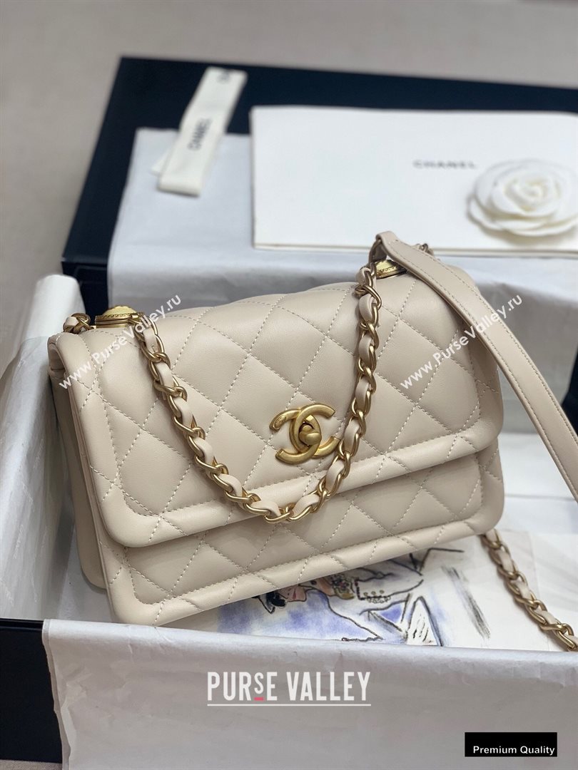 Chanel Lambskin Vintage Medium Flap Bag Off White 2020 (jiyuan-20102920)