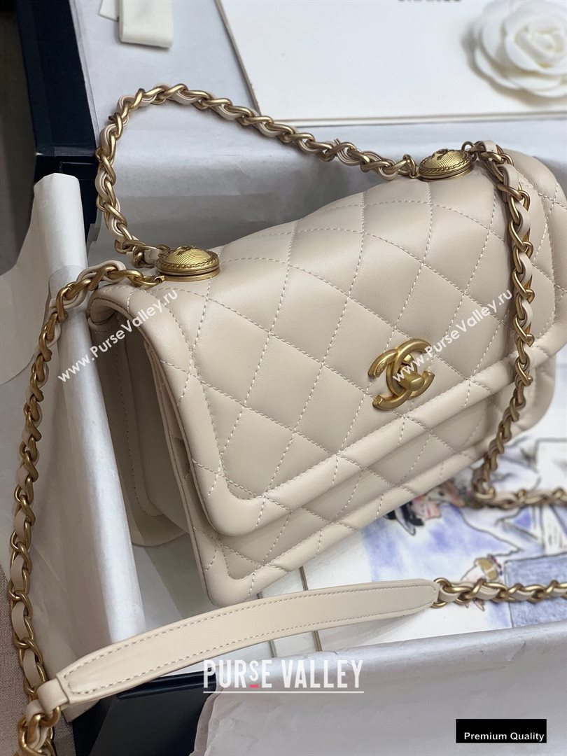 Chanel Lambskin Vintage Medium Flap Bag Off White 2020 (jiyuan-20102920)