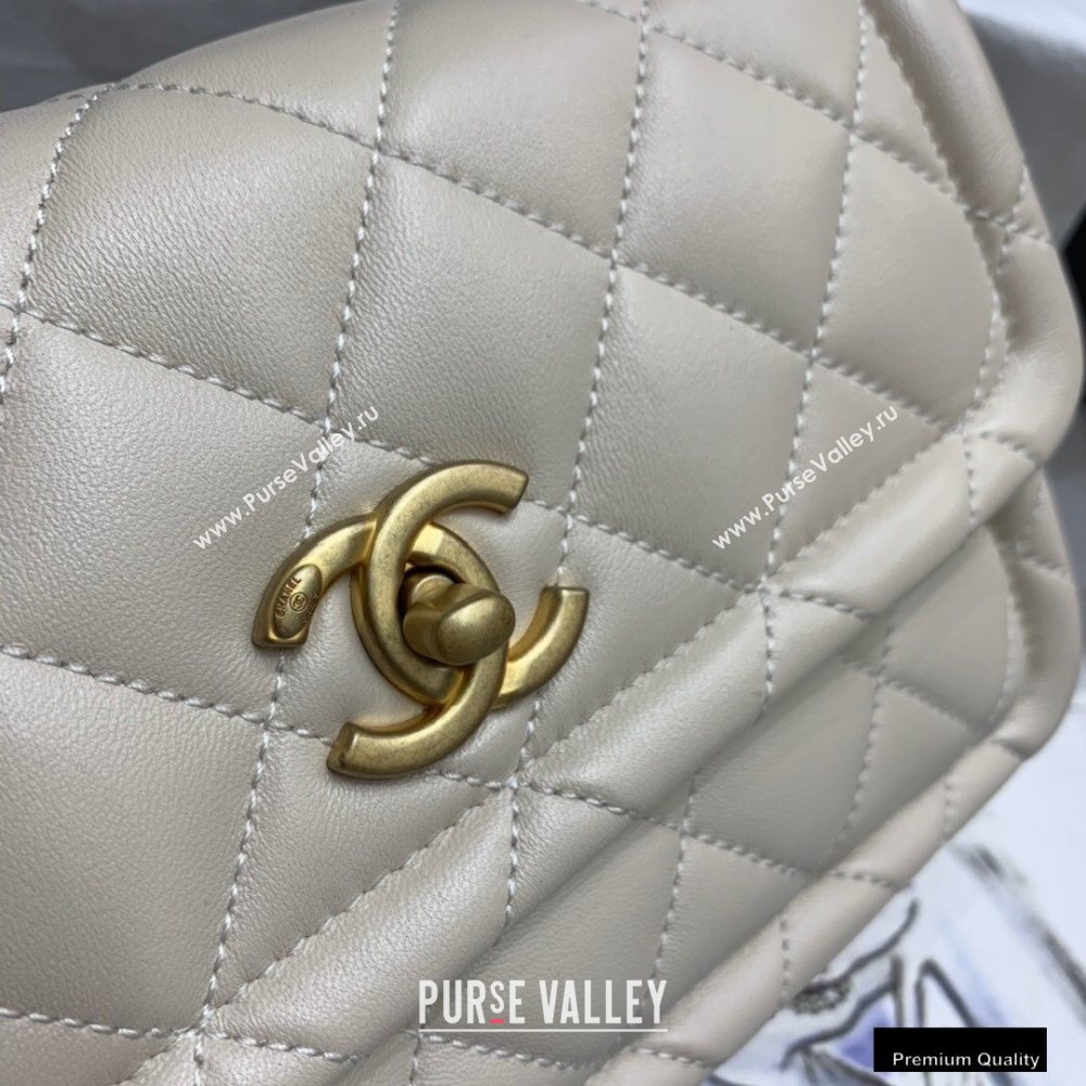 Chanel Lambskin Vintage Medium Flap Bag Off White 2020 (jiyuan-20102920)