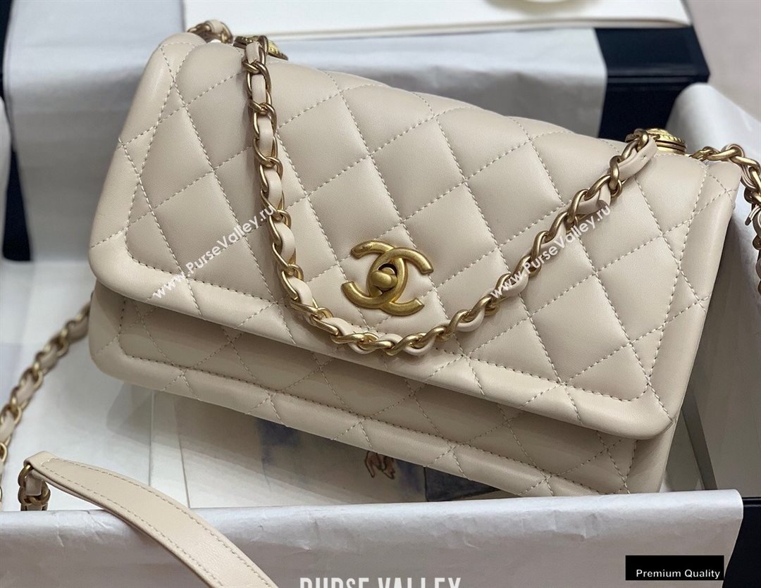 Chanel Lambskin Vintage Large Flap Bag Off White 2020 (jiyuan-20102919)