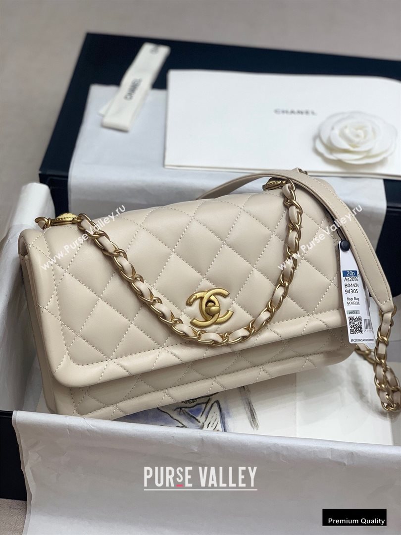 Chanel Lambskin Vintage Large Flap Bag Off White 2020 (jiyuan-20102919)
