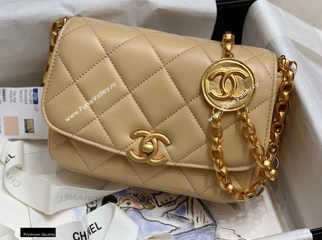 Chanel Lambskin CC Coin Small Flap Bag AS2189 Beige 2020 (jiyuan-20102901)