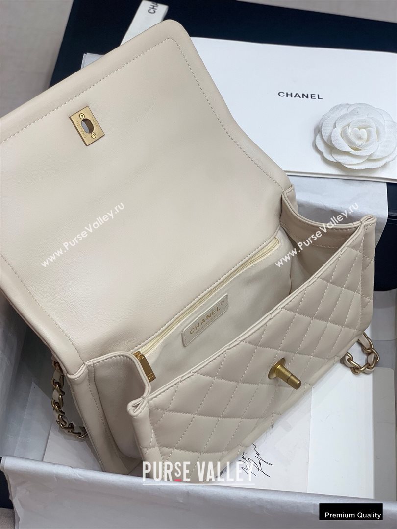 Chanel Lambskin Vintage Large Flap Bag Off White 2020 (jiyuan-20102919)