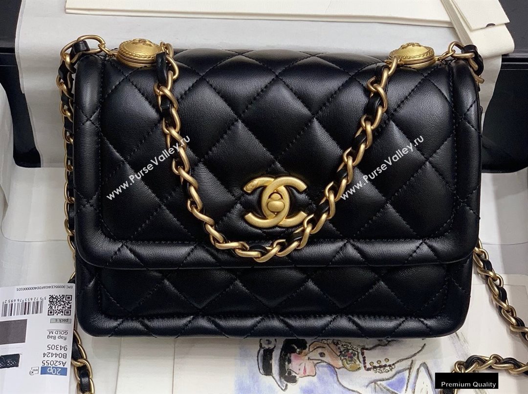 Chanel Lambskin Vintage Medium Flap Bag Black 2020 (jiyuan-20102917)