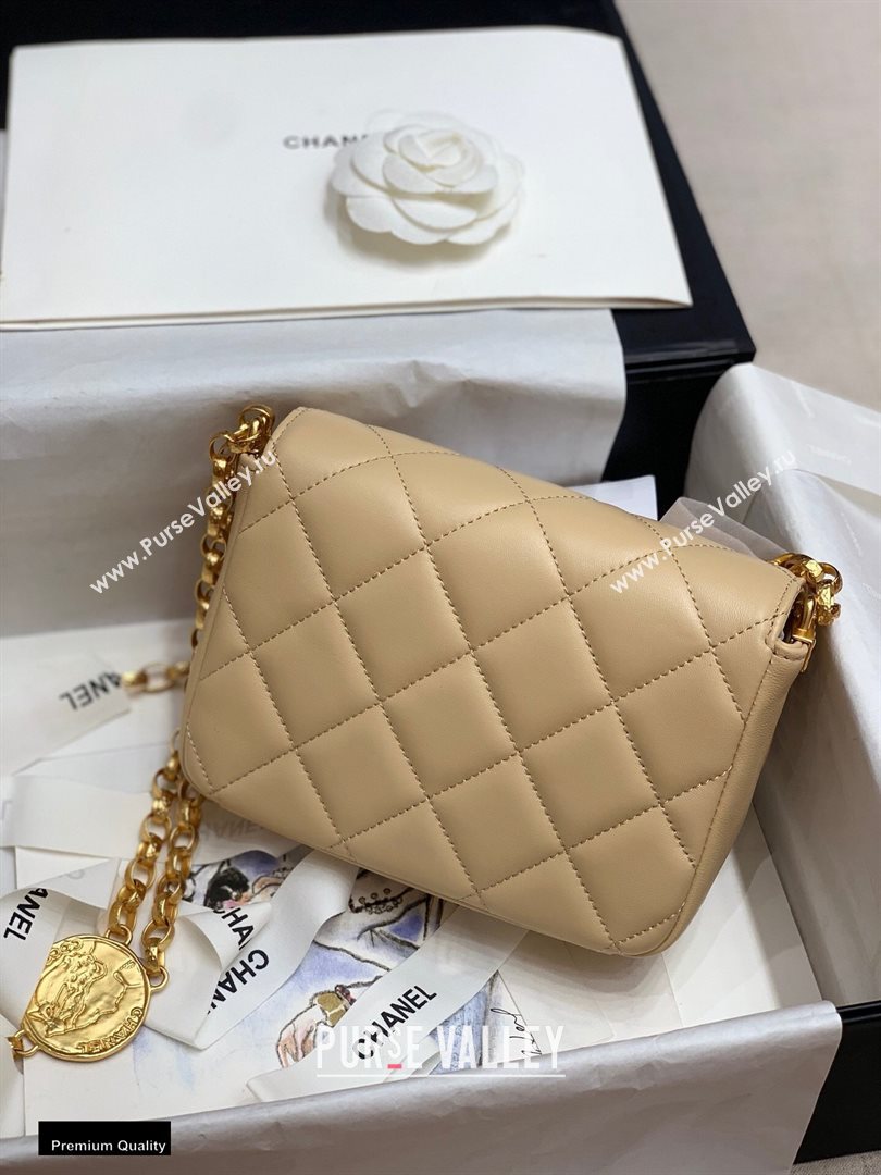 Chanel Lambskin CC Coin Small Flap Bag AS2189 Beige 2020 (jiyuan-20102901)