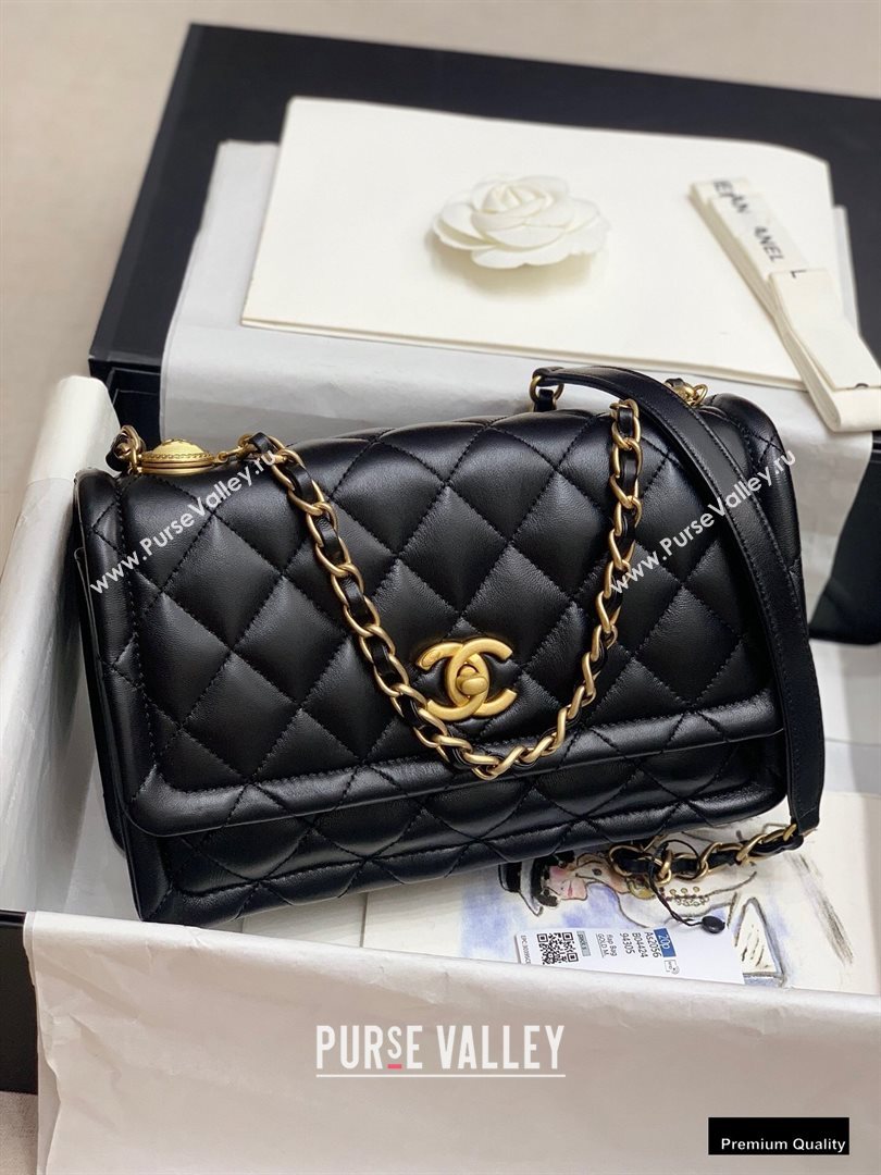 Chanel Lambskin Vintage Large Flap Bag Black 2020 (jiyuan-20102916)