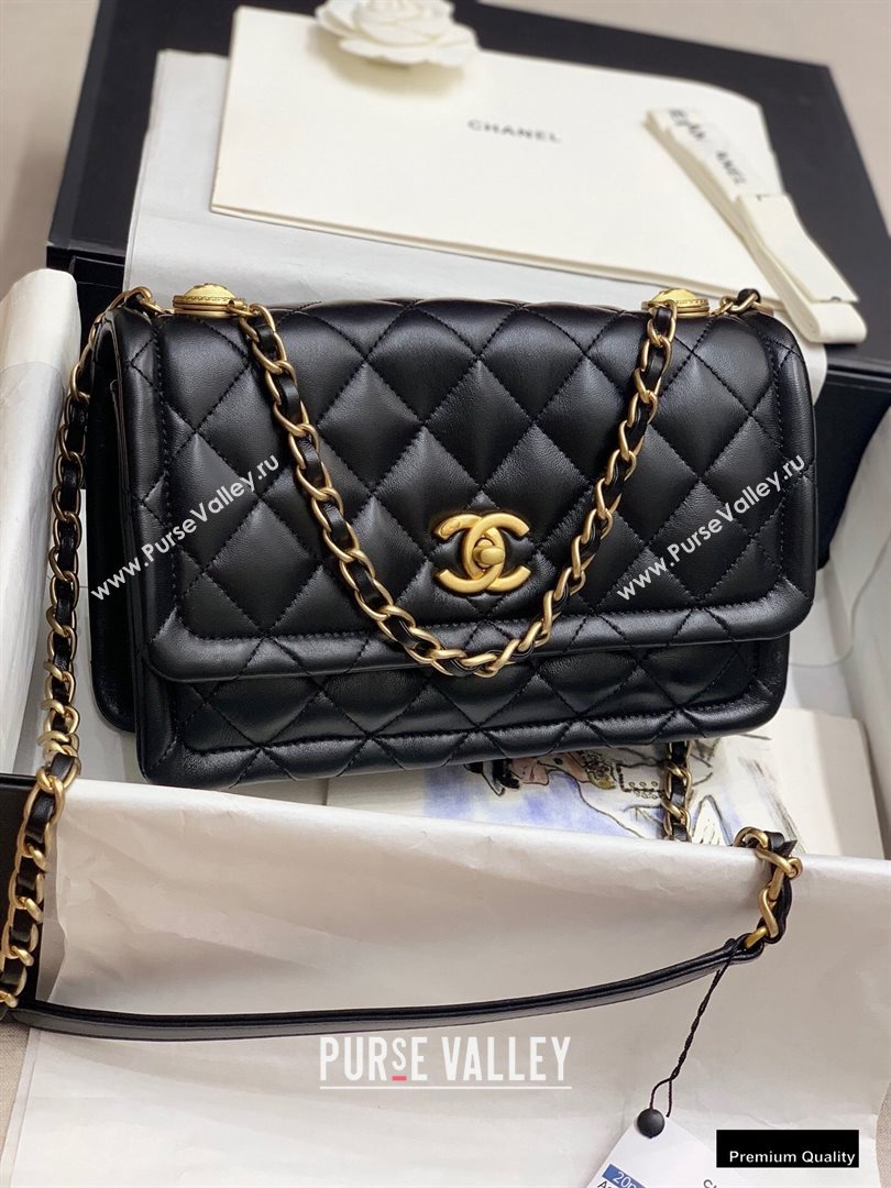 Chanel Lambskin Vintage Large Flap Bag Black 2020 (jiyuan-20102916)
