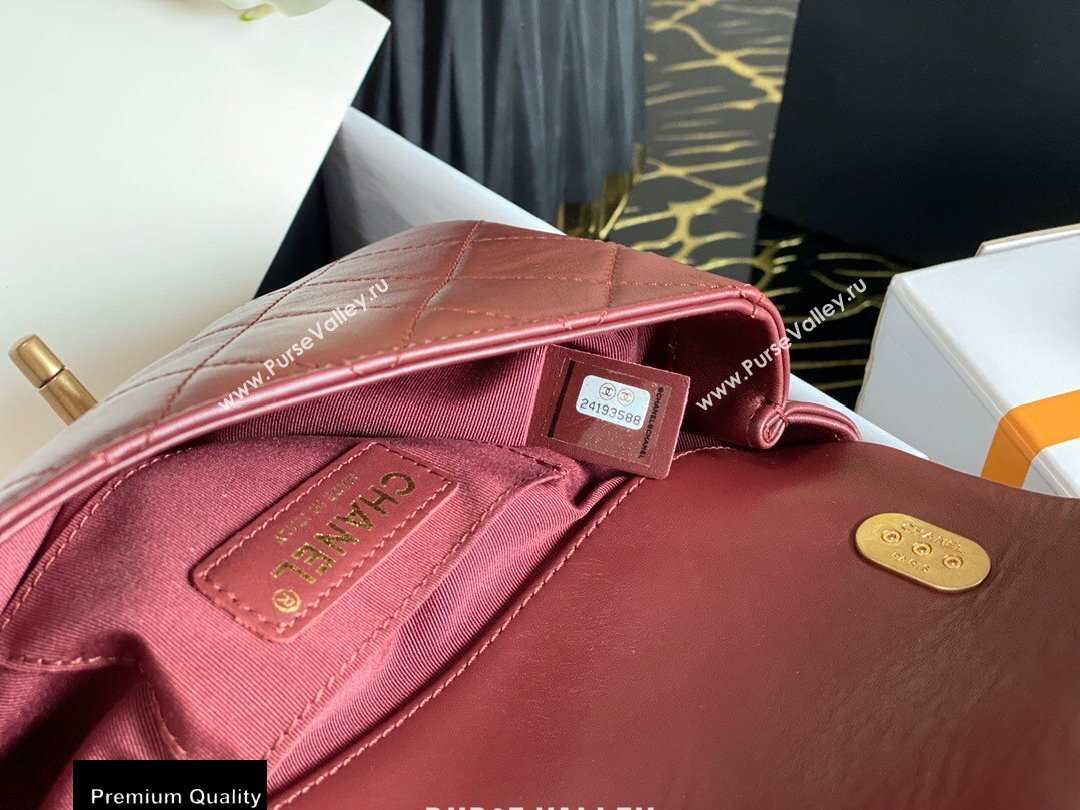 Chanel Calfskin and Crystal Pearls Mini Flap Bag AS2210 Burgundy 2020 (jiyuan-20102905)