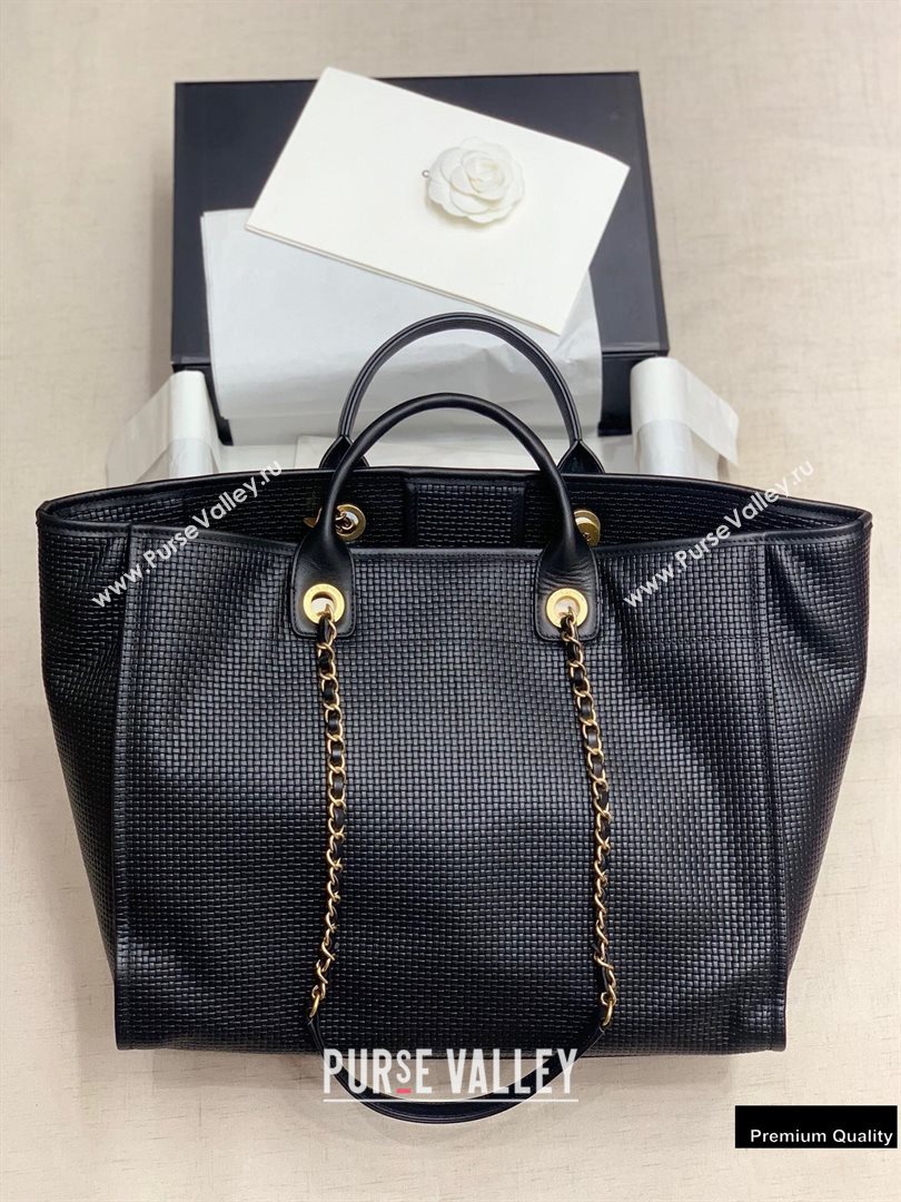 Chanel Chain Logo Deauville Large Shopping Tote Bag A66941 Black 2020 (jiyuan-20102912)