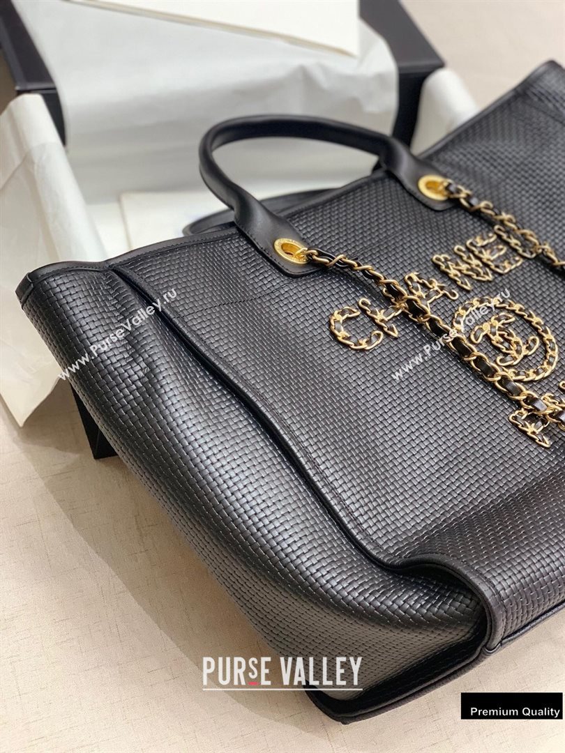 Chanel Chain Logo Deauville Large Shopping Tote Bag A66941 Black 2020 (jiyuan-20102912)