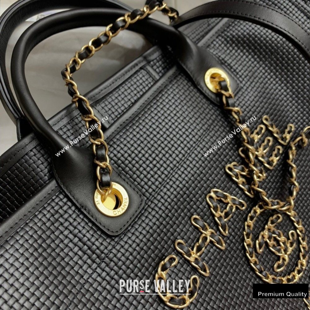 Chanel Chain Logo Deauville Large Shopping Tote Bag A66941 Black 2020 (jiyuan-20102912)