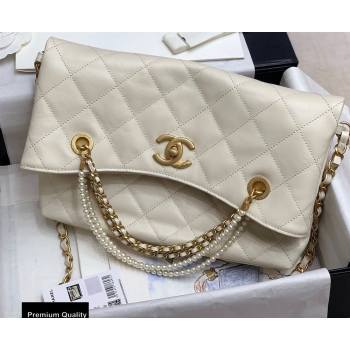 Chanel Calfskin and Crystal Pearls Shopping Bag AS2213 White 2020 (jiyuan-20102906)