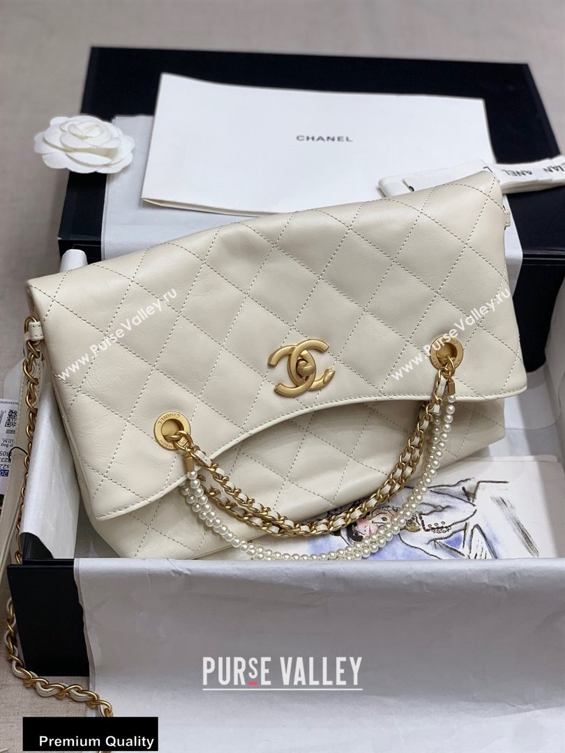 Chanel Calfskin and Crystal Pearls Shopping Bag AS2213 White 2020 (jiyuan-20102906)