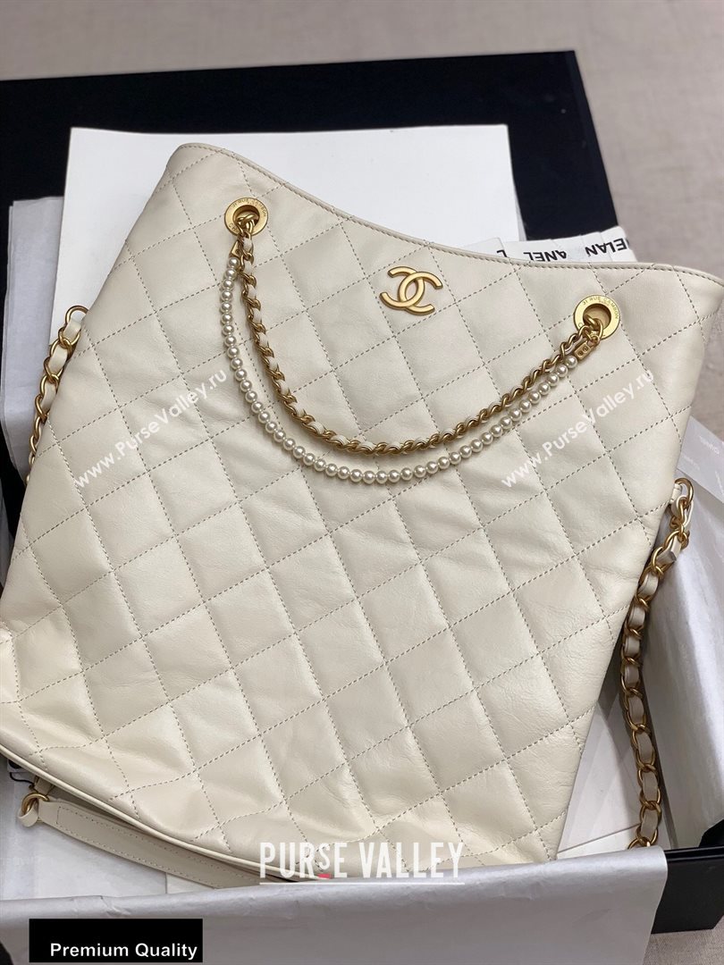 Chanel Calfskin and Crystal Pearls Shopping Bag AS2213 White 2020 (jiyuan-20102906)