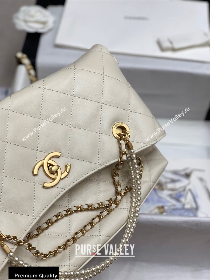 Chanel Calfskin and Crystal Pearls Shopping Bag AS2213 White 2020 (jiyuan-20102906)