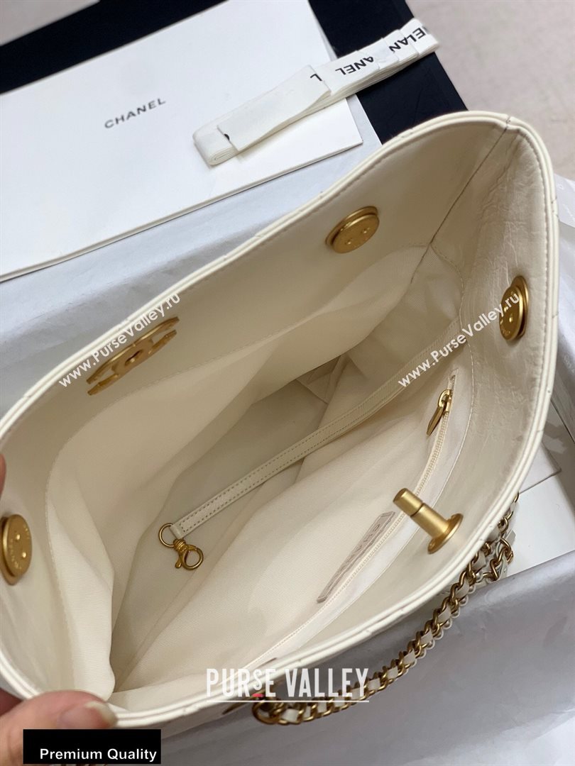 Chanel Calfskin and Crystal Pearls Shopping Bag AS2213 White 2020 (jiyuan-20102906)