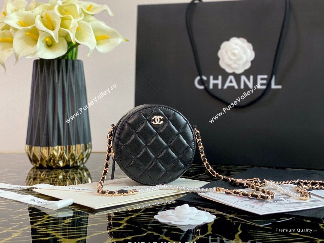 Chanel Pearl CC Logo Round Clutch with Chain Bag Black 2020 (jiyuan-20102914)