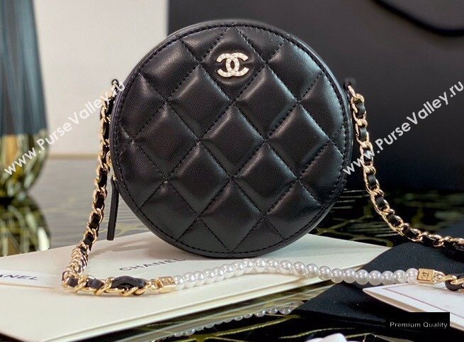 Chanel Pearl CC Logo Round Clutch with Chain Bag Black 2020 (jiyuan-20102914)