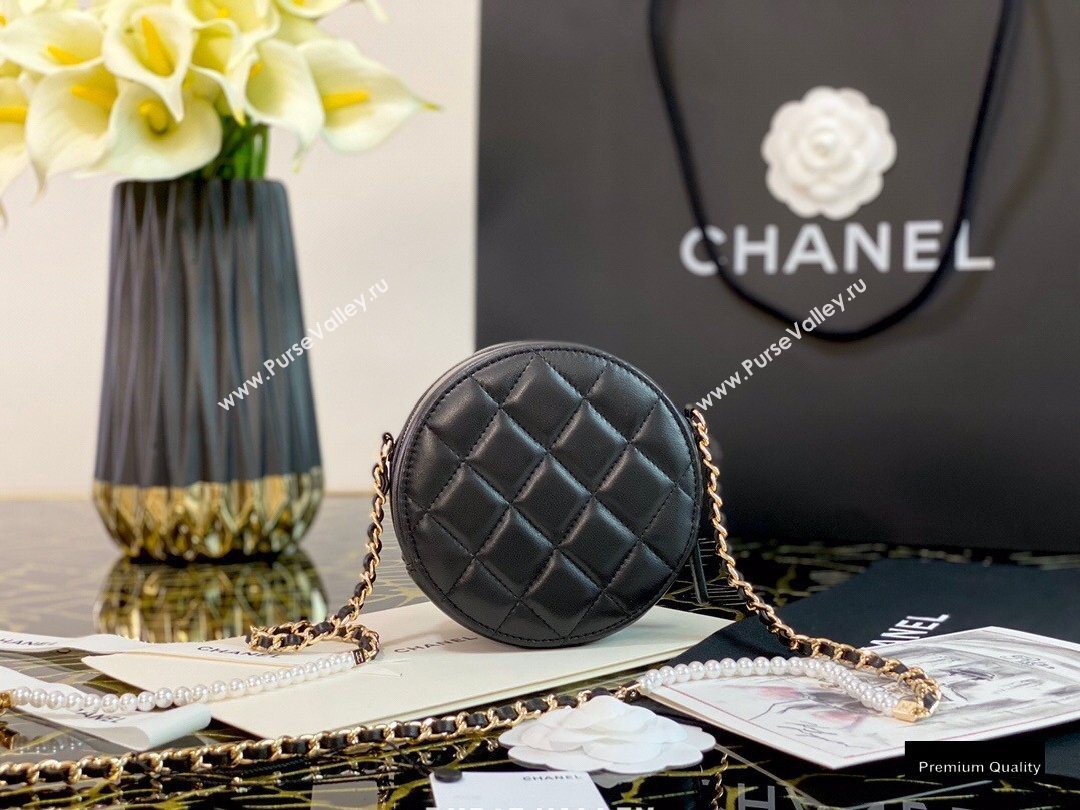 Chanel Pearl CC Logo Round Clutch with Chain Bag Black 2020 (jiyuan-20102914)