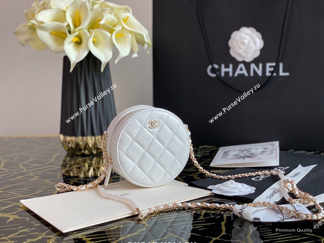 Chanel Pearl CC Logo Round Clutch with Chain Bag White 2020 (jiyuan-20102915)