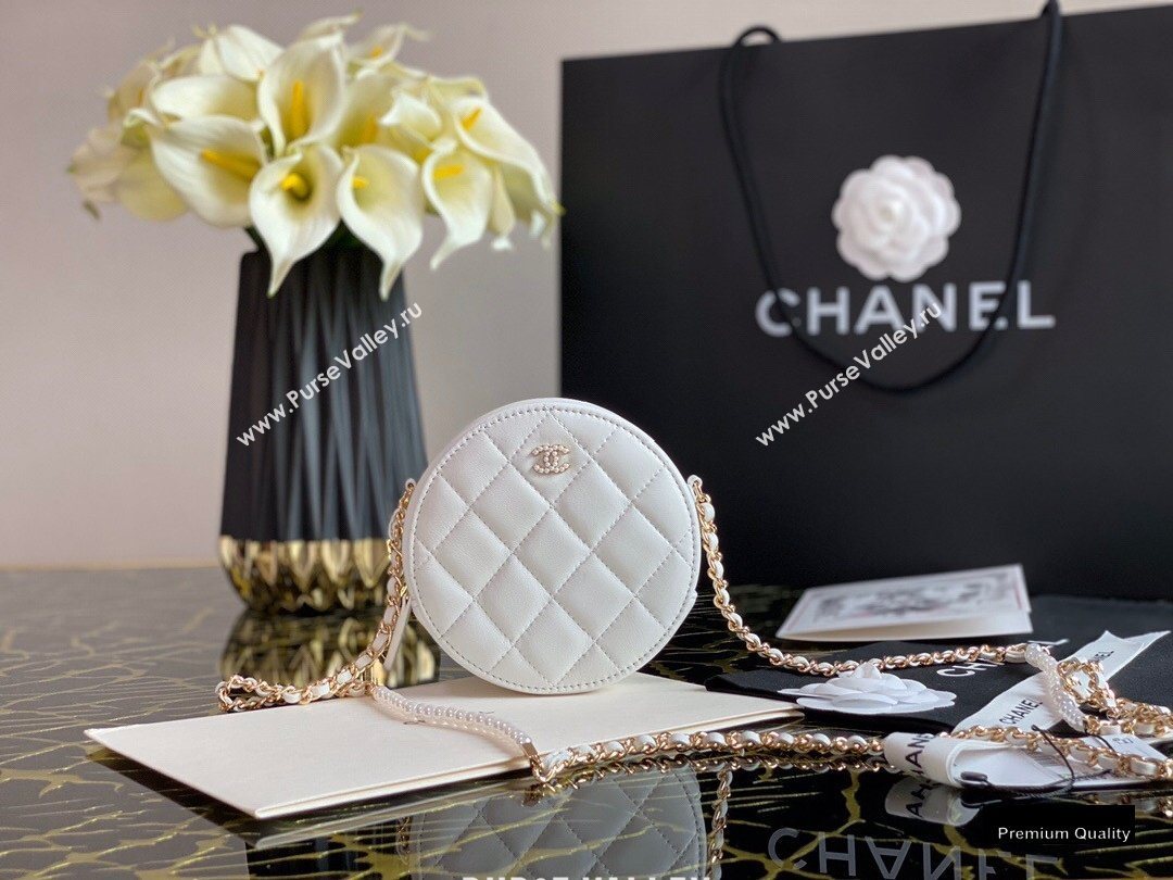 Chanel Pearl CC Logo Round Clutch with Chain Bag White 2020 (jiyuan-20102915)