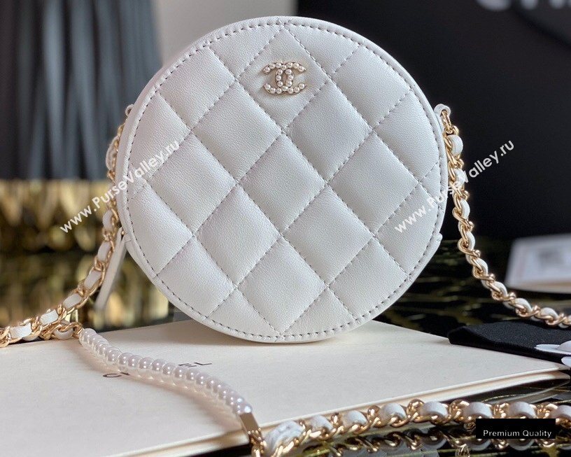 Chanel Pearl CC Logo Round Clutch with Chain Bag White 2020 (jiyuan-20102915)