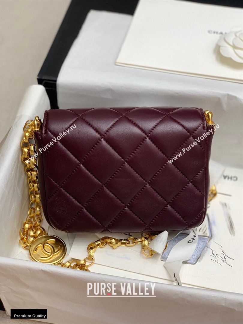 Chanel Lambskin CC Coin Small Flap Bag AS2189 Burgundy 2020 (jiyuan-20102902)