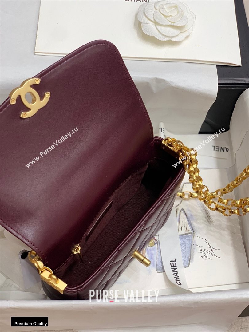 Chanel Lambskin CC Coin Small Flap Bag AS2189 Burgundy 2020 (jiyuan-20102902)